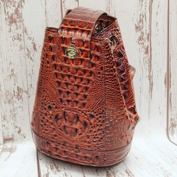 Brahmin Handbags - Brahmin Allie Pecan Melbourne Croc Embossed Sling Backpack